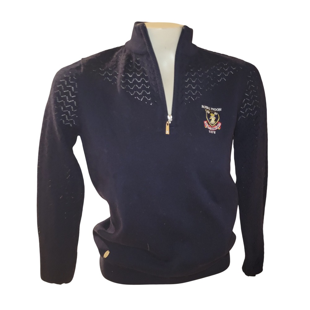 Royal Troon‎ Glenmuir Navy Zip Neck Golf Sweater unisex S designer luxury tennis